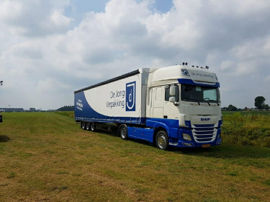 【予約】2019年8-10月以降発売予定Jong Verpakking, De DAF XF SSC 3軸 カーテンサイダートレーラー トラック /建設機械模型 工事車両 TEKNO 1/50 ミニチュア