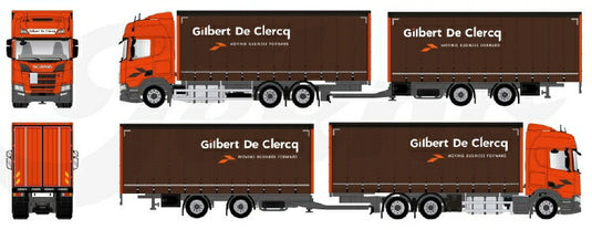 【予約】2019年6-8月以降発売予定Clercq, Gilbert Scania NGS R-serie Highline 6x2 riged Truck カーテンサイダーセミトレーラー トラック /建設機械模型 工事車両 TEKNO 1/50 ミニチュア