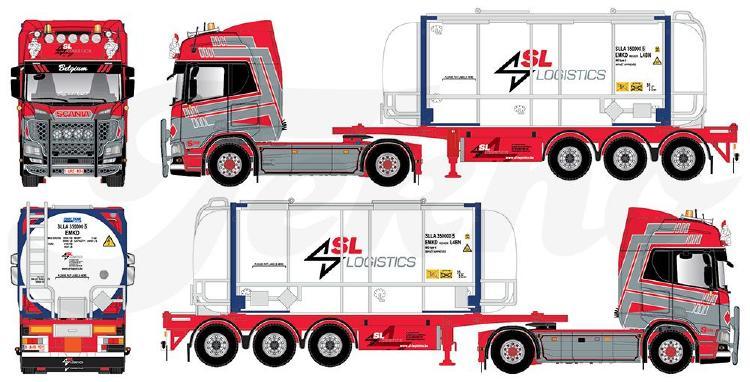 ギャラリービューアに画像をロードする, 【予約】10-12月以降発売予定SL Logistics Scaniaスカニア NGS R-serie Highline met Swap tankcontainerトラック 建設機械模型 工事車両TEKNO 1/50 ミニチュア