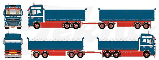 【予約】2020年4-6月以降発売予定Volvo FH04 Globetrotter motorwagen met aanhanger met resin bakken トラック /建設機械模型 工事車両 Tekno 1/50 ミニチュア