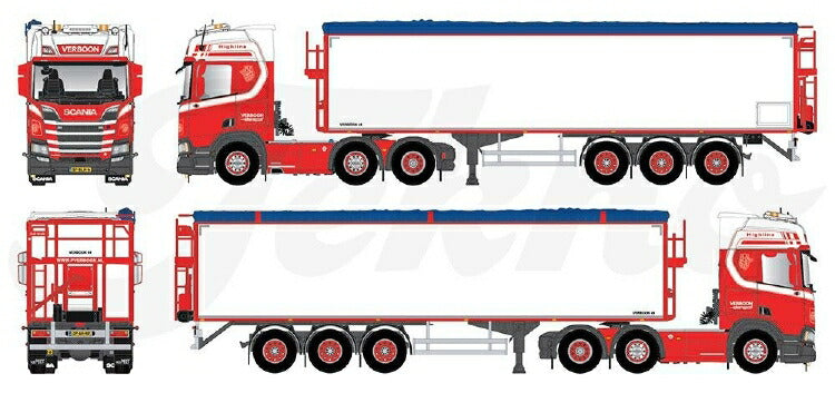 ギャラリービューアに画像をロードする, 【予約】10-12月以降発売予定 Verboon Transport De Lier Scania R-serie Highline met aardappeloplegger トレーラー/建設機械模型 工事車両 TEKNO 1/50 ミニチュア