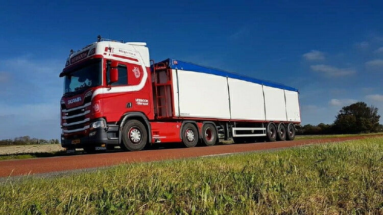 ギャラリービューアに画像をロードする, 【予約】10-12月以降発売予定 Verboon Transport De Lier Scania R-serie Highline met aardappeloplegger トレーラー/建設機械模型 工事車両 TEKNO 1/50 ミニチュア