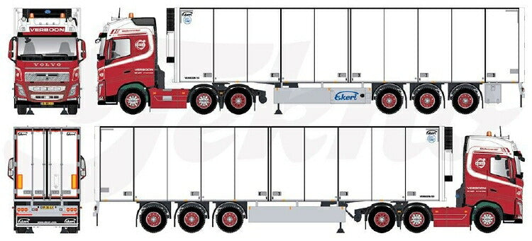 ギャラリービューアに画像をロードする, 【予約】10-12月以降発売予定Verboon Transport De Lier Volvo FH04 Globetrotter met Ekeri koeloplegger トレーラー/建設機械模型 工事車両 TEKNO 1/50 ミニチュア