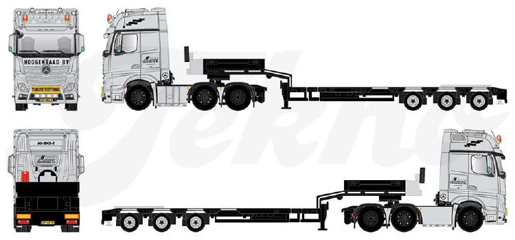 ギャラリービューアに画像をロードする, 【予約】10-12月以降発売予定Hoogenraad Transport メルセデスアクトロス Gigaspace met 3-assige semi diepladerトラクタ 建設機械模型 工事車両TEKNO 1/50 ミニチュア