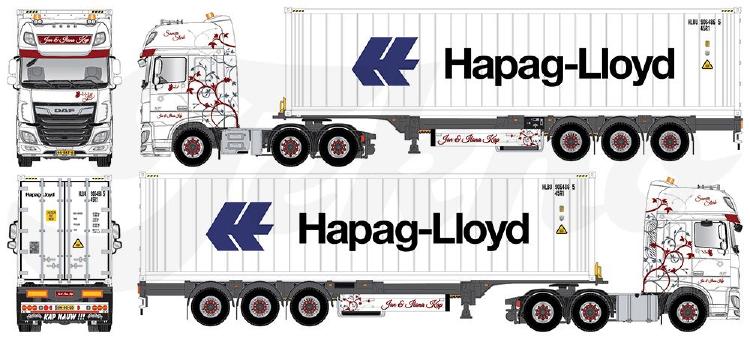 ギャラリービューアに画像をロードする, 【予約】10-12月以降発売予定Kap Transport DAF Euro 6 Super Space Cab met Flexitrailer en 40フィートコンテナトレーラー 建設機械模型 工事車両TEKNO 1/50 ミニチュア