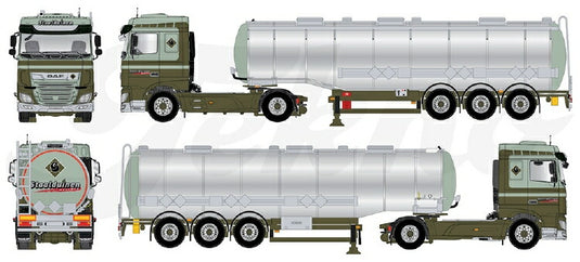 【予約】2020年4-6月以降発売予定DAF XF Euro 6 Space Cab met 3-assige verchroomde tankoplegger  トラック /建設機械模型 工事車両 Tekno 1/50 ミニチュア
