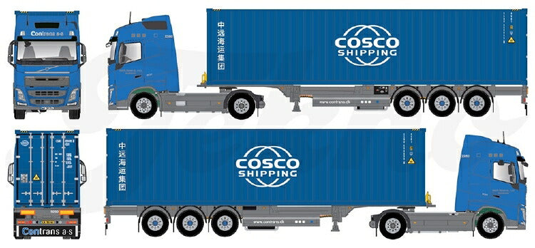 ギャラリービューアに画像をロードする, 【予約】2020年1-3月以降発売予定Contrans Volvo FH04 Globetrotter met 40フィート Coscoコンテナトラック/建設機械模型 工事車両 TEKNO 1/50 ミニチュア