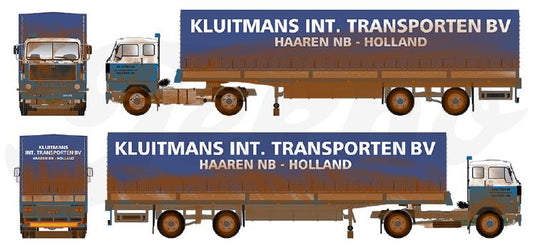 【予約】8-10月以降発売予定Kluitmans dirty Volvo F89 met 2-assige huifoplegger - dirty トラック/Tekno 建設機械模型 工事車両 1/50 ミニチュア