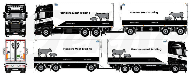 ギャラリービューアに画像をロードする, 【予約】2021年4-6月以降発売予定Flanders Meat Trading Scania Next Gen S580 Highline motorwagen met 3-assige aanhangerトラック /Tekno 建設機械模型 工事車両 1/50 ミニチュア
