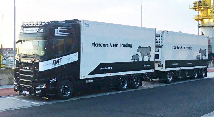 ギャラリービューアに画像をロードする, 【予約】2021年4-6月以降発売予定Flanders Meat Trading Scania Next Gen S580 Highline motorwagen met 3-assige aanhangerトラック /Tekno 建設機械模型 工事車両 1/50 ミニチュア