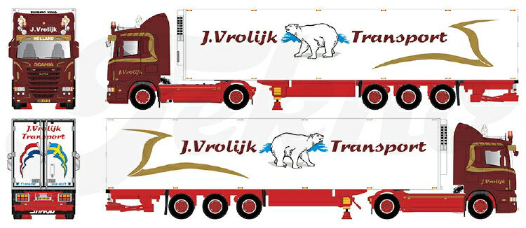 ギャラリービューアに画像をロードする, 【予約】2021年4-6月以降発売予定Vrolijk Scania R-serie R500 met 3-assige koelopleggerトラック /Tekno 建設機械模型 工事車両 1/50 ミニチュア