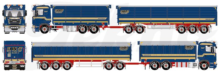 ギャラリービューアに画像をロードする, 【予約】4月以降発売予定HNT Scania R-serie motorwagen met Zweedse aanhanger met resin open bakken トラック /Tekno 建設機械模型 工事車両 1/50 ミニカー