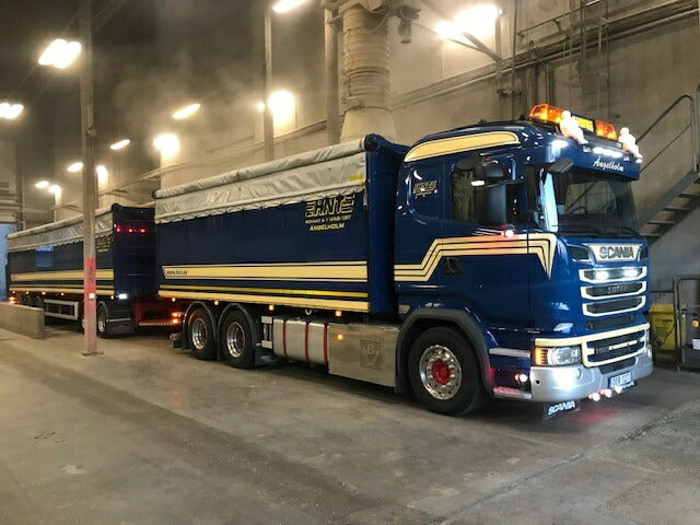 ギャラリービューアに画像をロードする, 【予約】4月以降発売予定HNT Scania R-serie motorwagen met Zweedse aanhanger met resin open bakken トラック /Tekno 建設機械模型 工事車両 1/50 ミニカー