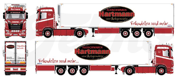 ギャラリービューアに画像をロードする, 【予約】8-10月以降発売予定Hartmann Scania Next Gen S650 met 3-assige Ekeri oplegger トラック/Tekno 建設機械模型 工事車両 1/50 ミニチュア