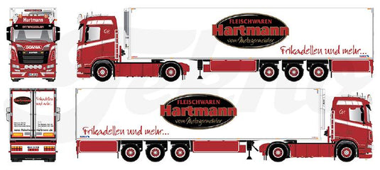 【予約】8-10月以降発売予定Hartmann Scania Next Gen S650 met 3-assige Ekeri oplegger  トラック/Tekno 建設機械模型 工事車両 1/50 ミニチュア