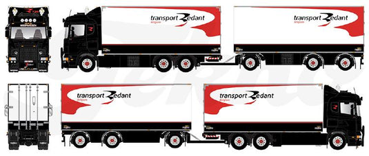 【予約】8-10月以降発売予定Redant, Tom Scania R730 Highline motorwagen met 3-assige schamelaanhanger  トラック トレーラー/Tekno 建設機械模型 工事車両 1/50 ミニチュア