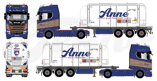 【予約】8-10月以降発売予定Anne transport BV Scania Next Gen S450 Highline swap tankcontainer  トラック/Tekno 建設機械模型 工事車両 1/50 ミニチュア