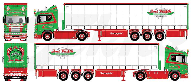 ギャラリービューアに画像をロードする, 【予約】4月以降発売予定Mues Jan Scania 4-serie 164-580 met schuifzuilen oplegger トラック /Tekno 建設機械模型 工事車両 1/50 ミニカー