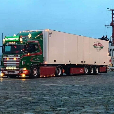 【予約】4月以降発売予定Mues Jan Scania 4-serie 164-580 met schuifzuilen oplegger トラック /Tekno 建設機械模型 工事車両 1/50 ミニカー