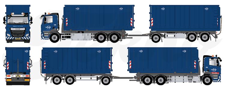 ギャラリービューアに画像をロードする, 【予約】8-10月以降発売予定Renewi DAF CF410 dagcabine combinatie met haakarm afzet container トラック/Tekno 建設機械模型 工事車両 1/50 ミニチュア