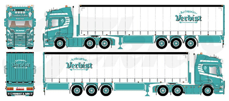 ギャラリービューアに画像をロードする, 【予約】10-12月以降発売予定Verbist Scania Next Gen R650 6x2 sleepas met schuifzeilen oplegger トラック /Tekno 建設機械模型 工事車両 1/50 ミニカー