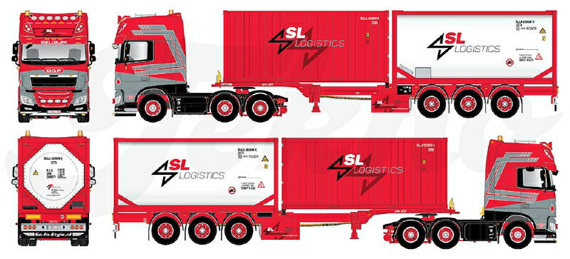 ギャラリービューアに画像をロードする, 【予約】10-12月以降発売予定SL Logistics DAF XF Euro 6 Super Space Cab met D-tec oplegger voorzien van 20ft.コンテナ トラック /Tekno 建設機械模型 工事車両 1/50 ミニカー
