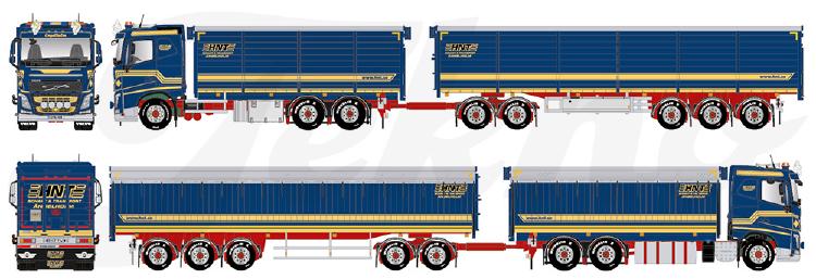 ギャラリービューアに画像をロードする, 【予約】4月以降発売予定HNT Volvo FH04 motorwagen met Zweedse aanhanger met resin open bakken トラック /Tekno 建設機械模型 工事車両 1/50 ミニカー