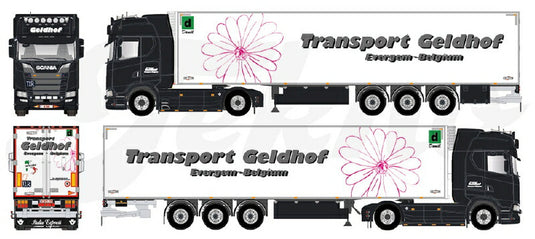 【予約】10-12月以降発売予定Geldhof Transport Scania Next Gen S-serie Highline met 3-assige koeloplegger トラック /Tekno  建設機械模型 工事車両 1/50 ミニカー
