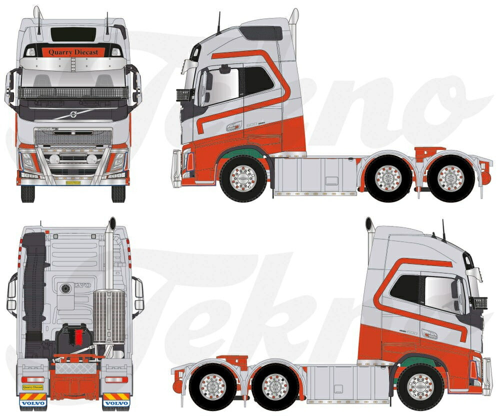 【予約】2024年発売予定Volvo Down Under Silver-redVolvo Globetrotter XL 6x2トラクタ  トラック/Tekno 1/50 建設機械模型　ミニチュア