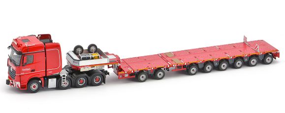 ギャラリービューアに画像をロードする, KNT Red Line メルセデスベンツアクトロス 8x4 - Nooteboomノーテブーム MCOPX 2+6 axle トレーラー /TONKIN IMC 建設機械模型 工事車両 1/50 ミニチュア
