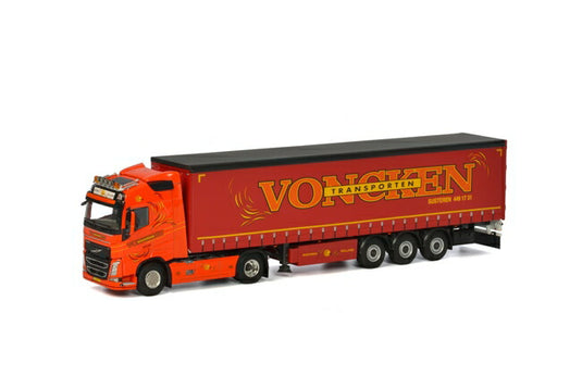 Voncken Transport Volvoボルボ FH4 Globetrotter カーテンサイダートレーラー 3軸トラック 建設機械模型 工事車両 WSI 1/50 ミニチュア