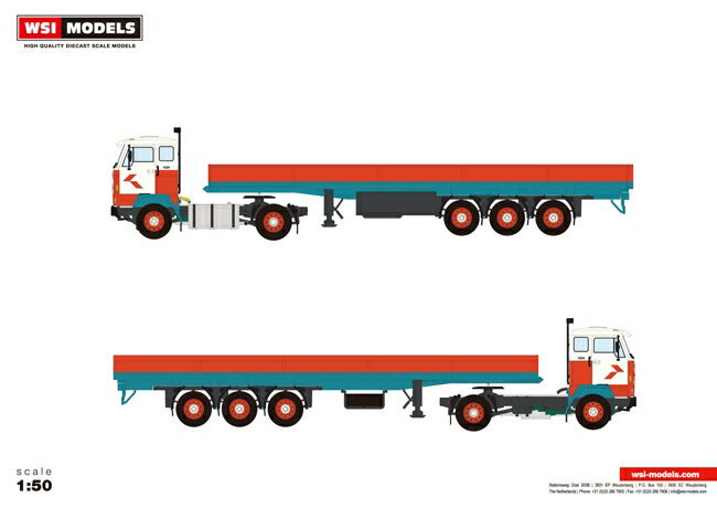 ギャラリービューアに画像をロードする, 【予約】4-6月以降発売予定Lommerts Volvo F88 Classic flatbed トレーラートラック 建設機械模型 工事車両 WSI 1/50 ミニチュア