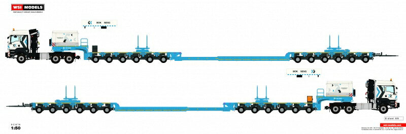 ギャラリービューアに画像をロードする, 【予約】4-6月以降発売予定Bok Seng Logistics MAN TGS XLX Scheuerle Intercombiトレーラー 建設機械模型 工事車両 WSI 1/50 ミニチュア