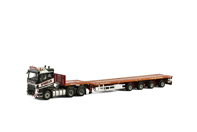 ギャラリービューアに画像をロードする, O'Neills Heavy Haulage Volvo FH4 Sleeper Cab Nooteboomノーテブーム Telestepトレーラー 4軸 建設機械模型 工事車両 WSI 1/50 ミニチュア