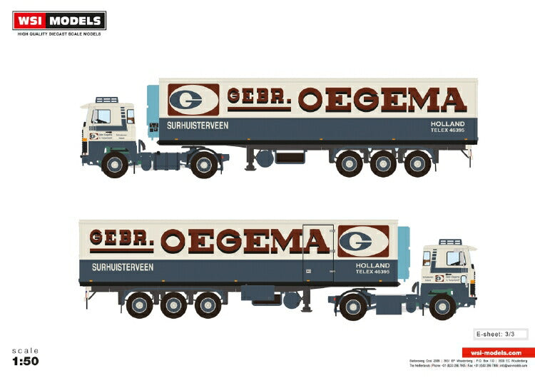 ギャラリービューアに画像をロードする, 【予約】2019年1-3月以降発売予定Oegema SCANIA 1 SERIES 4x2 CLASSIC リーファートレーラー - 3 軸 /建設機械模型 工事車両 WSI 1/50 ミニチュア