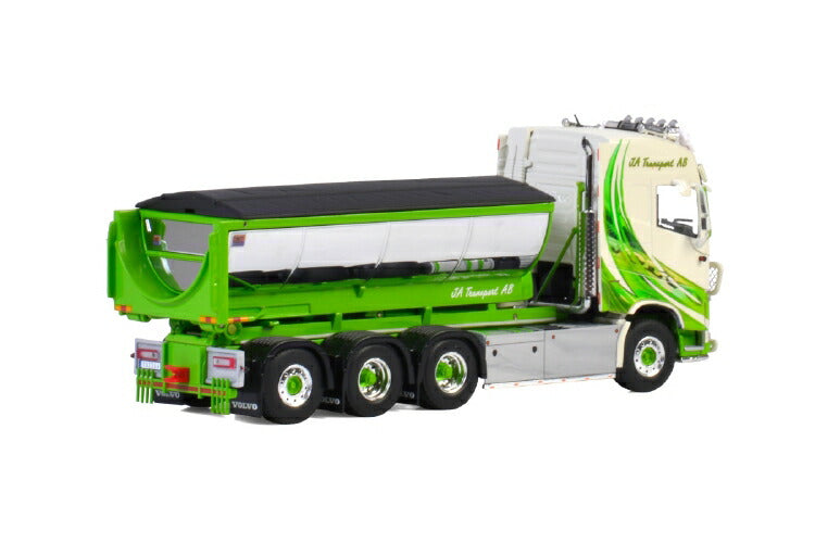 ギャラリービューアに画像をロードする, JA Transport VOLVO FH4 GLOBETROTTER 8x4 PALFINGER HOOKLIFT + HOOKLIFT CONTAINER ASPHALTトラック /建設機械模型 工事車両WSI 1/50 ミニチュア