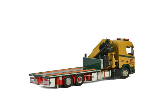 Wiklunds Akeri Ab SCANIA R NORMAL CR20N 6x2 TAG AXLE RIGED TRUCK FLATBED + PALFINGER 7800.2 トラック/建設機械模型 工事車両 WSI 1/50 ミニチュア