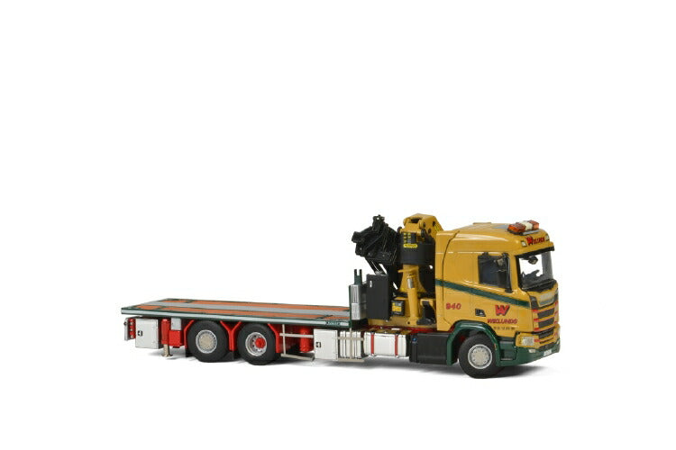 ギャラリービューアに画像をロードする, Wiklunds Akeri Ab SCANIA R NORMAL CR20N 6x2 TAG AXLE RIGED TRUCK FLATBED + PALFINGER 7800.2 トラック/建設機械模型 工事車両 WSI 1/50 ミニチュア