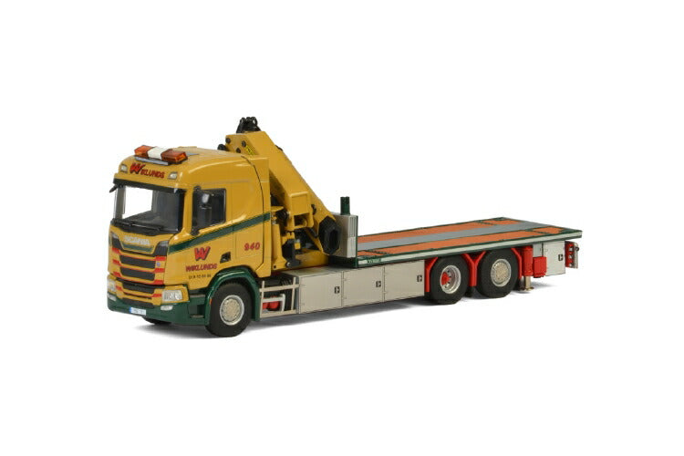 ギャラリービューアに画像をロードする, Wiklunds Akeri Ab SCANIA R NORMAL CR20N 6x2 TAG AXLE RIGED TRUCK FLATBED + PALFINGER 7800.2 トラック/建設機械模型 工事車両 WSI 1/50 ミニチュア