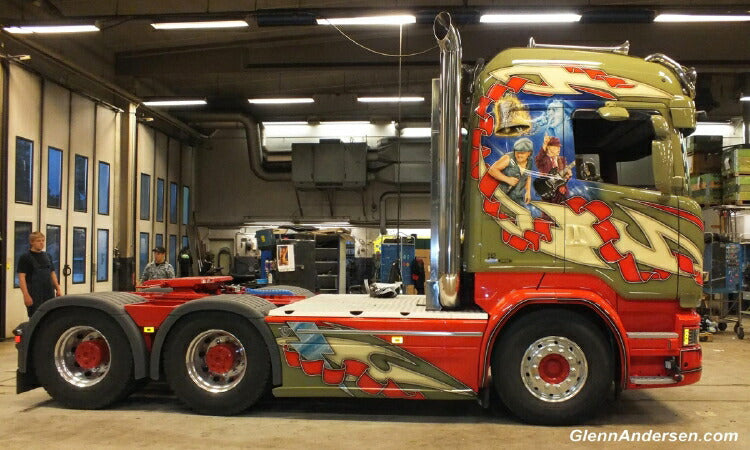 ギャラリービューアに画像をロードする, Midstol; SCANIAスカニア STREAMLINE HIGHLINE 6x4 低床セミ - 3軸 + RAMPSトレーラー /建設機械模型 工事車両 WSI 1/50 ミニチュア