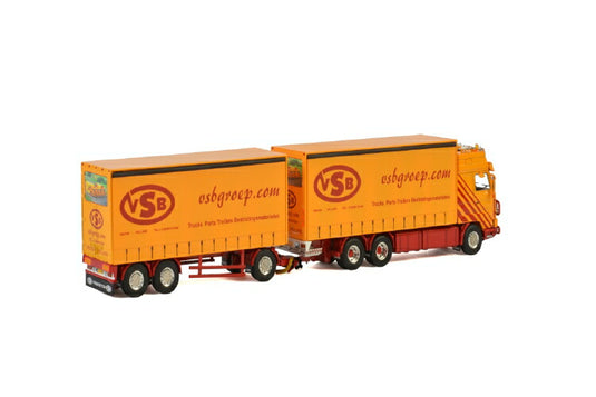VSB Groep bv SCANIA 3 SERIES STREAMLINE 6X2 TAG AXLE RIGED TRUCK DRAWBAR CURTAINSIDE トラック/建設機械模型 工事車両 WSI 1/50 ミニチュア