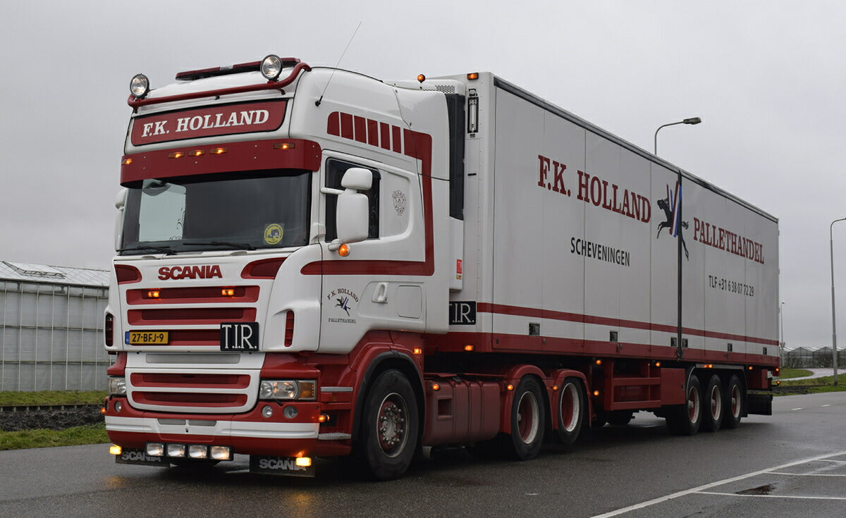 【予約】10-12月以降発売予定F.K. Holland Pallethandel SCANIAスカニア R5 TOPLINE 6x2 TAG  AXLE リーファートレーラー - 3軸トラック /建設機械模型 工事車両WSI 1/50 ミニチュア