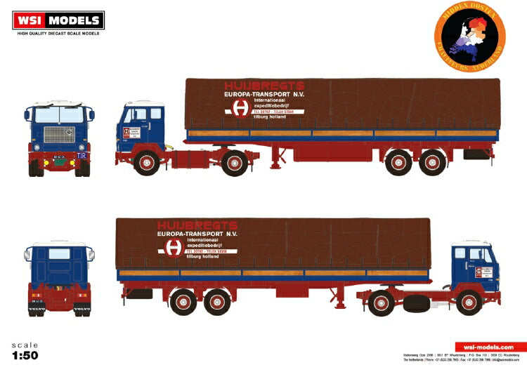 ギャラリービューアに画像をロードする, 【予約】6-8月以降発売予定Huijbregts VOLVO F88 4x2 CURTAINSIDE CLASSIC - 2軸トラック/建設機械模型 工事車両 WSI 1/50 ミニチュア