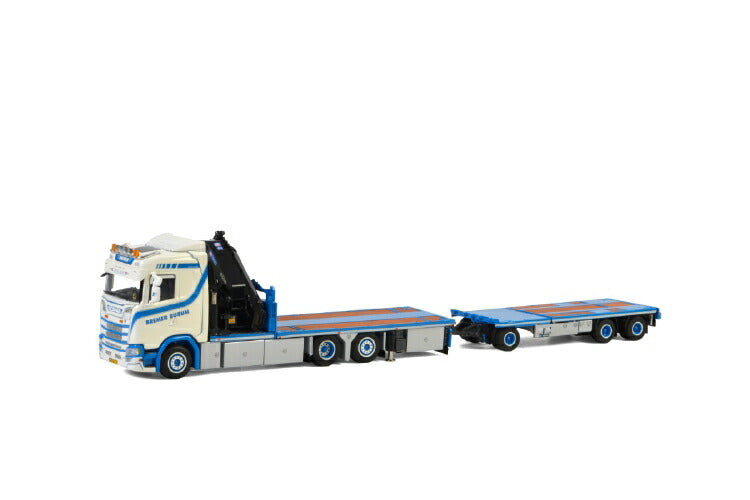 ギャラリービューアに画像をロードする, Bremer SCANIA S NORMAL CS20N RIGED FLATBED + PALFINGER 7400.2トレーラー /建設機械模型 工事車両 WSI 1/50 ミニチュア