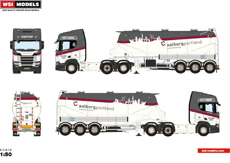 ギャラリービューアに画像をロードする, 【予約】2019年1-3月以降発売予定Aalborg SCANIA R HIGHLINE CR20H 6x2 TAG AXLE BULK TRAILER | OMEPS - 3軸トラック /建設機械模型 工事車両 WSI 1/50 ミニチュア