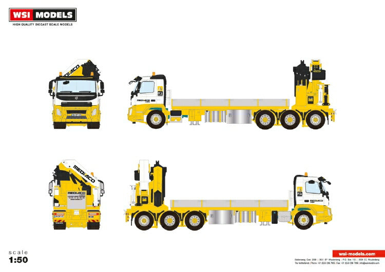 ギャラリービューアに画像をロードする, 【予約】2019年1-3月以降発売予定Mediaco VOLVO FMX DAY CAB 8x4 PALFINGER7800.2トレーラー /建設機械模型 工事車両 WSI 1/50 ミニチュア