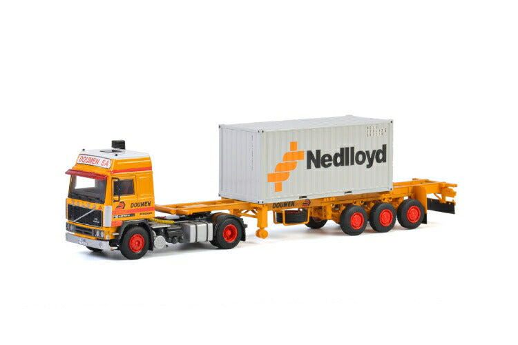 ギャラリービューアに画像をロードする, Doumen; VOLVO F12 GLOBETROTTER 4x2 CONTAINER TRAILER CLASSIC - 3軸+ 20 フィートコンテナトラック /建設機械模型 工事車両 WSI 1/50 ミニチュア