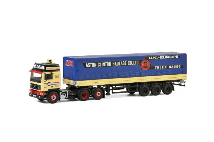 ギャラリービューアに画像をロードする, Aston Clinton Haulage; VOLVO F12 6X2 TAG AXLE カーテンサイダートレーラー - 3軸トラック /建設機械模型 工事車両 WSI 1/50 ミニチュア