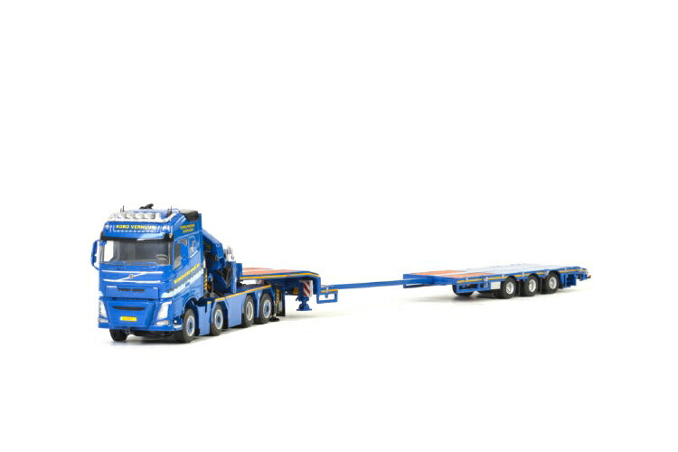 ギャラリービューアに画像をロードする, KoKo Verhuur; VOLVO FH4 GLOBETROTTER 8x4 低床セミ - 3軸 + PALFINGER 9200.2積載車 /建設機械模型 工事車両 WSI 1/50 ミニチュア
