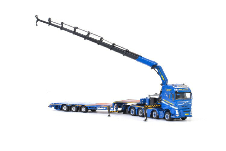 ギャラリービューアに画像をロードする, KoKo Verhuur; VOLVO FH4 GLOBETROTTER 8x4 低床セミ - 3軸 + PALFINGER 9200.2積載車 /建設機械模型 工事車両 WSI 1/50 ミニチュア